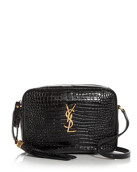 Saint Laurent Lou Medium YSL Camera Bag with Tassel in Croc 